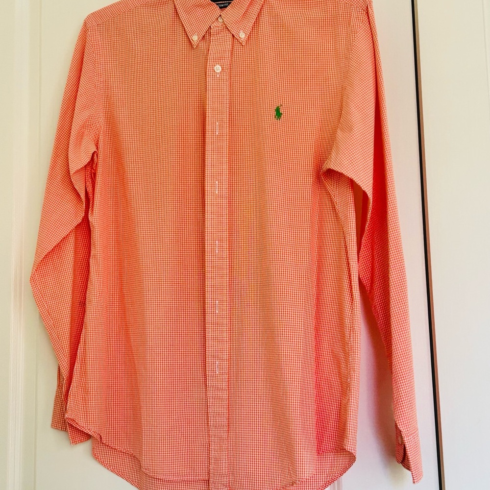 Ralph Lauren Men's Orange Checkered Shirt